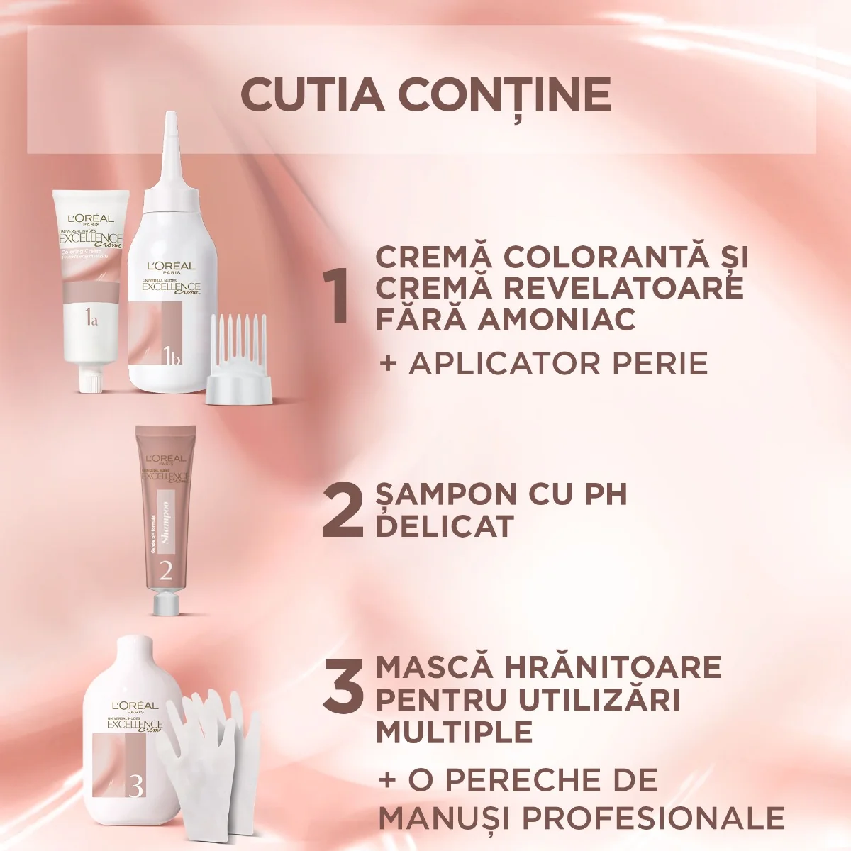 Vopsea de par permanenta fara amoniac Excellence Universal Nudes 10U Lightest Blonde, 192ml, L'Oreal Paris