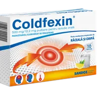 Coldfexin 500 mg/12.2 mg pulbere pentru solutie orala, 10 plicuri, Sandoz