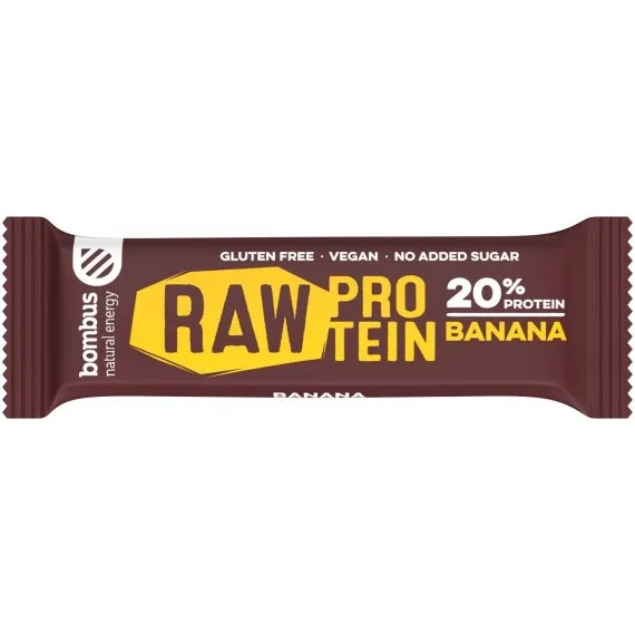 Baton proteic cu banane 20% proteine Raw Protein, 50g, Bombus