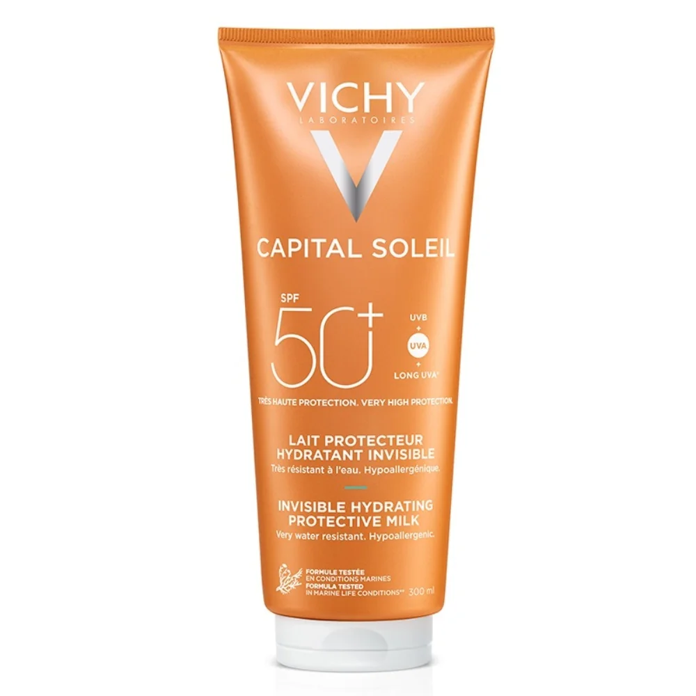 Lapte hidratant de protectie solara SPF50+ pentru fata si corp Capital Soleil, 300ml, Vichy