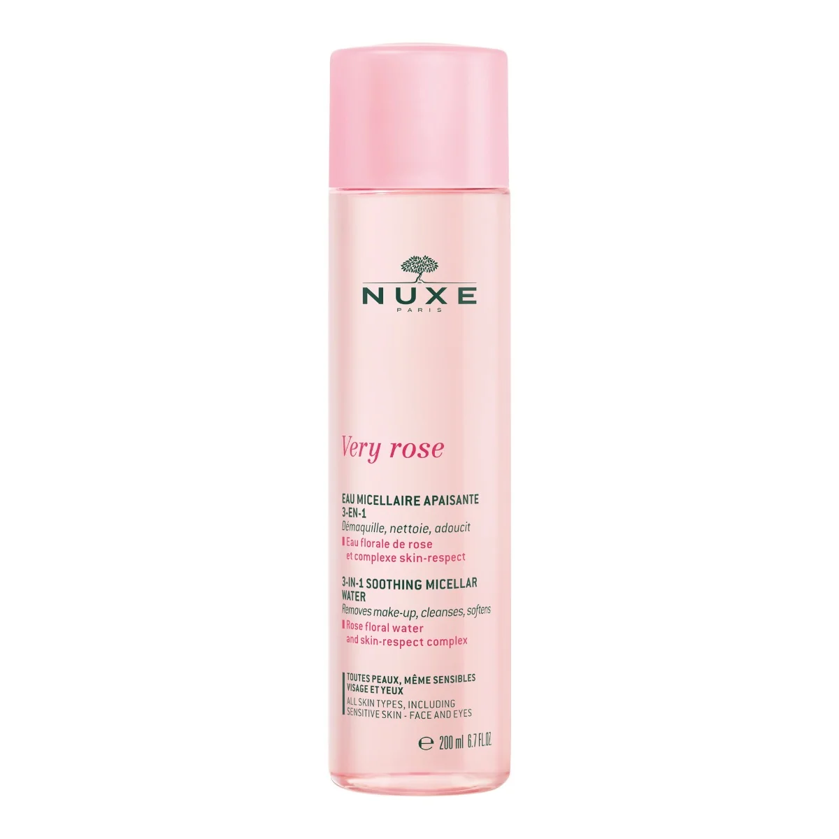 Apa micelara calmanta pentru toate tipurile de ten Very Rose, 200ml, Nuxe