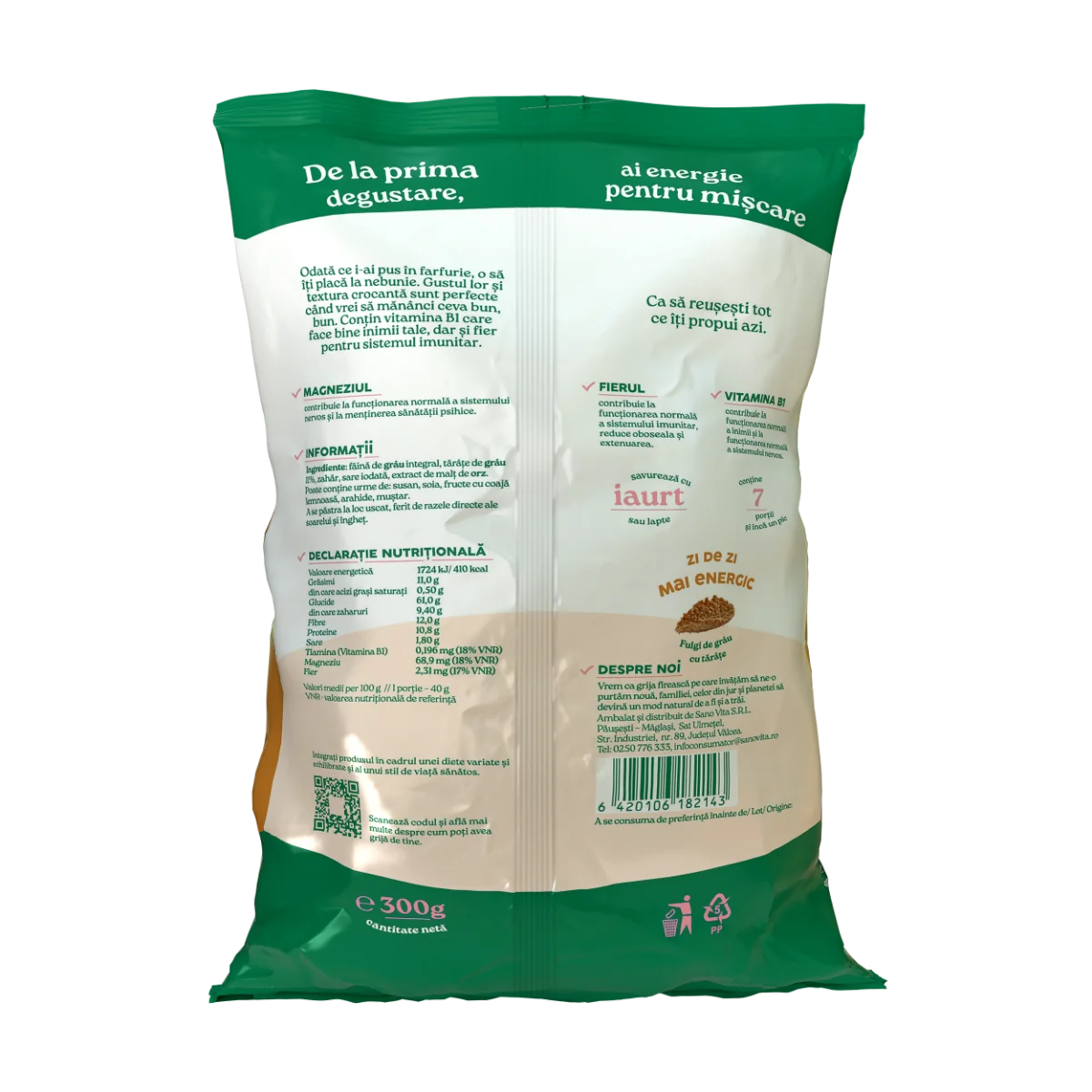 Fulgi de grau cu tarate, 300g, SanoVita