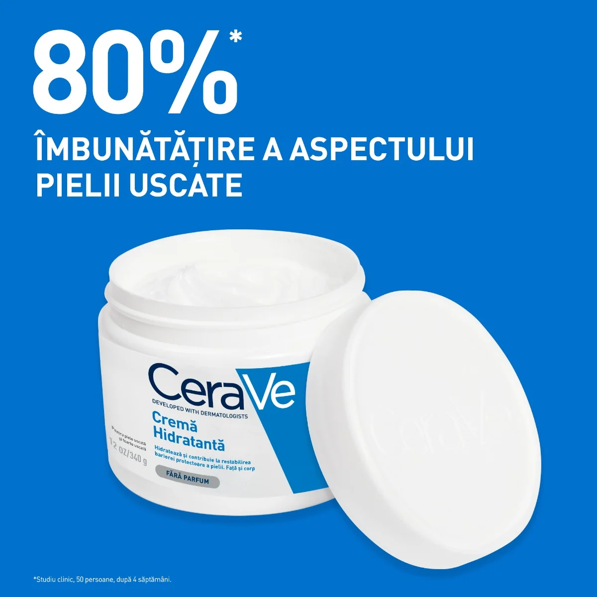 Crema hidratanta pentru fata si corp piele uscata si foarte uscata, 340g, CeraVe