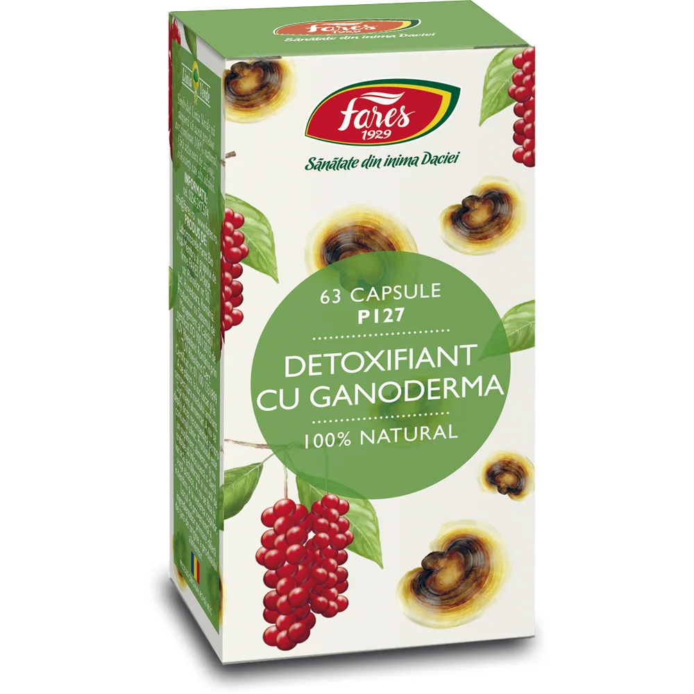 Detoxifiant cu ganoderma, 63 capsule, Fares