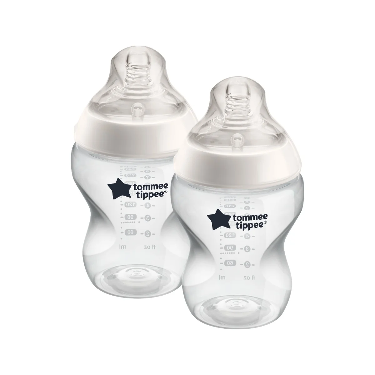 Set 2 biberoane PP tetina silicon 0 luni + Closer to Nature, 2 x 260ml, Tommee Tippee