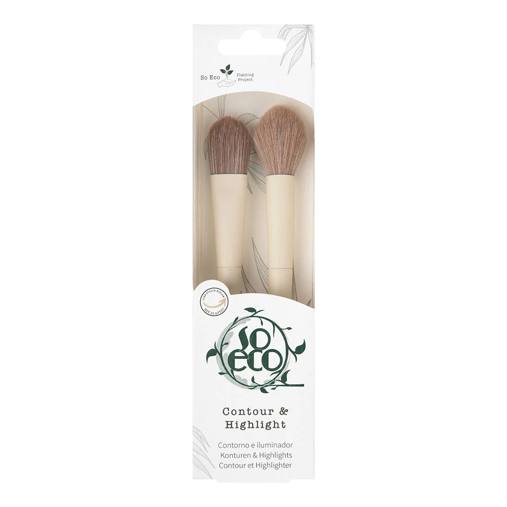 Set 2 pensule ecologice pentru Contour & Highlight, 1 bucata, So Eco