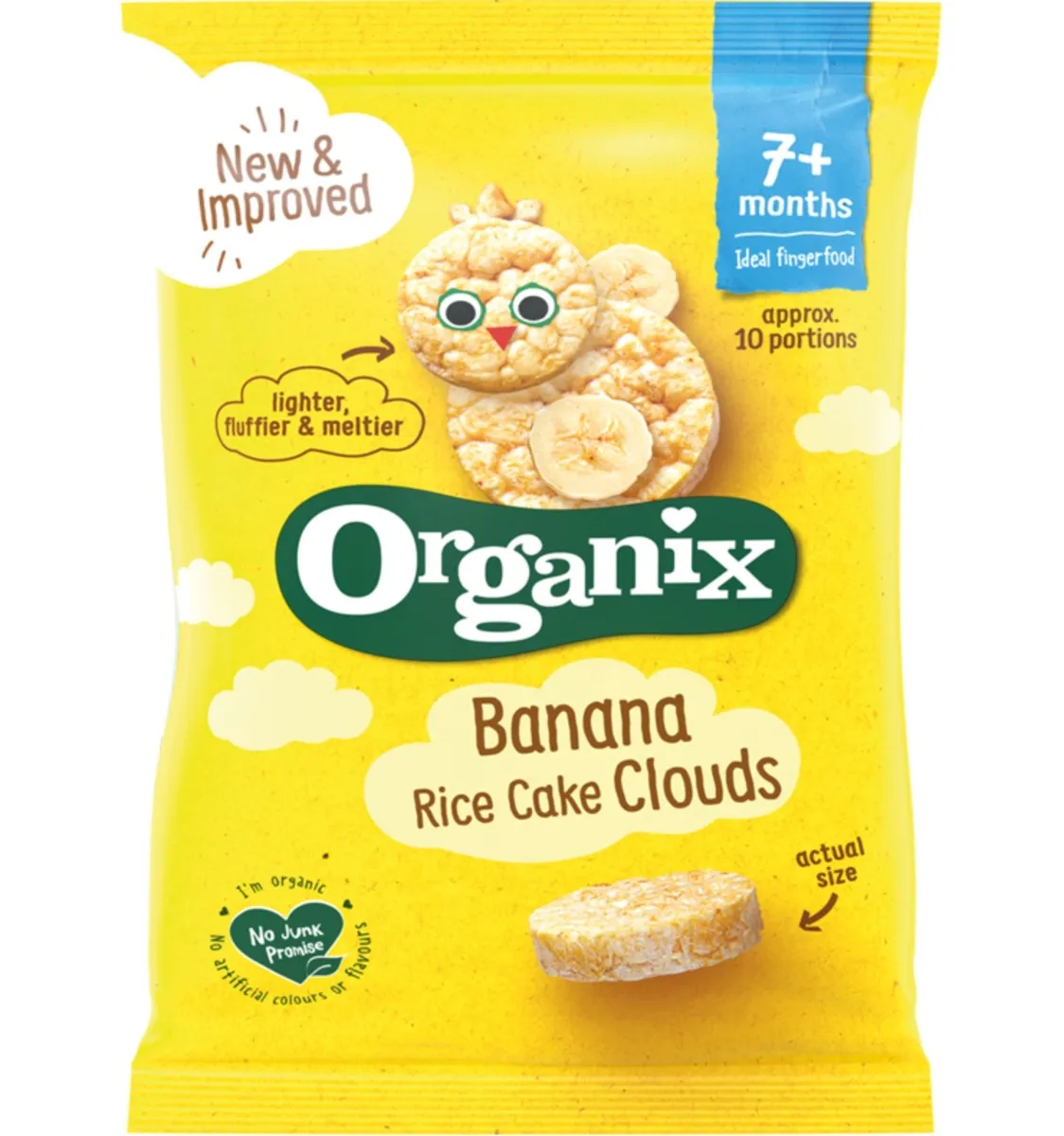 Rondele din orez expandat cu banane 7+ Bio, 50g, Organix