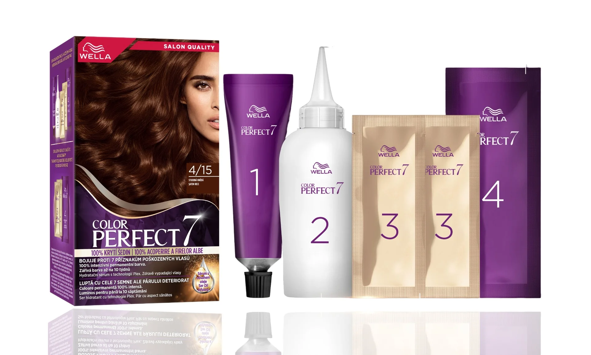 Vopsea de par permanenta Saten Rece 4/15 Color Perfect, 135ml, Wella