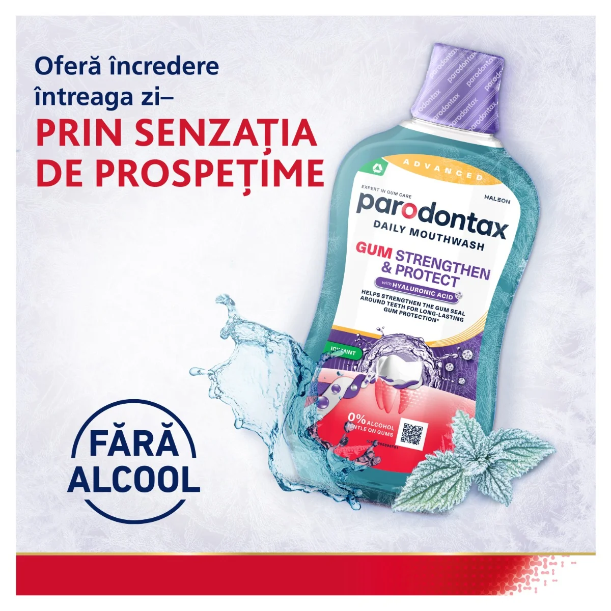 Apa de gura Gum Strengthen & Protect Icy Mint, 500ml, Parodontax