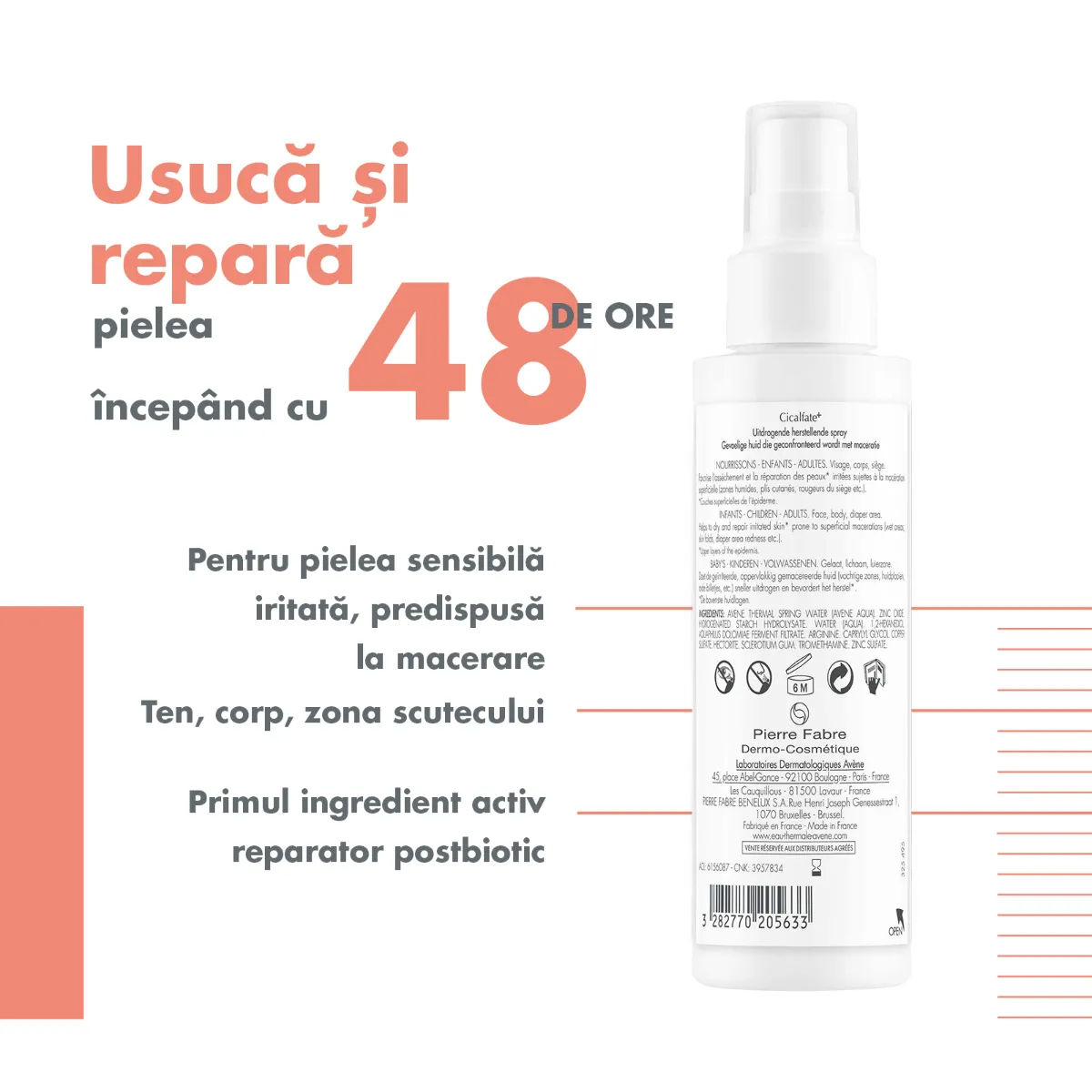 Spray reparator absorbant Cicalfate+, 100ml, Avene 