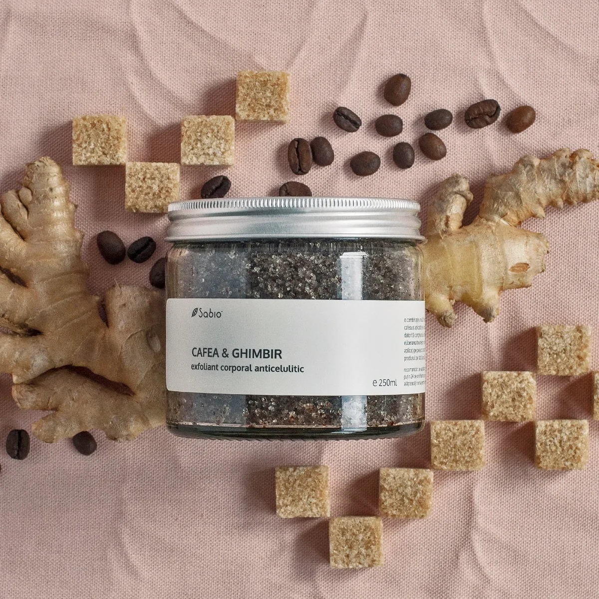 Exfoliant anticelulitic cafea si ghimbir, 250ml, Sabio