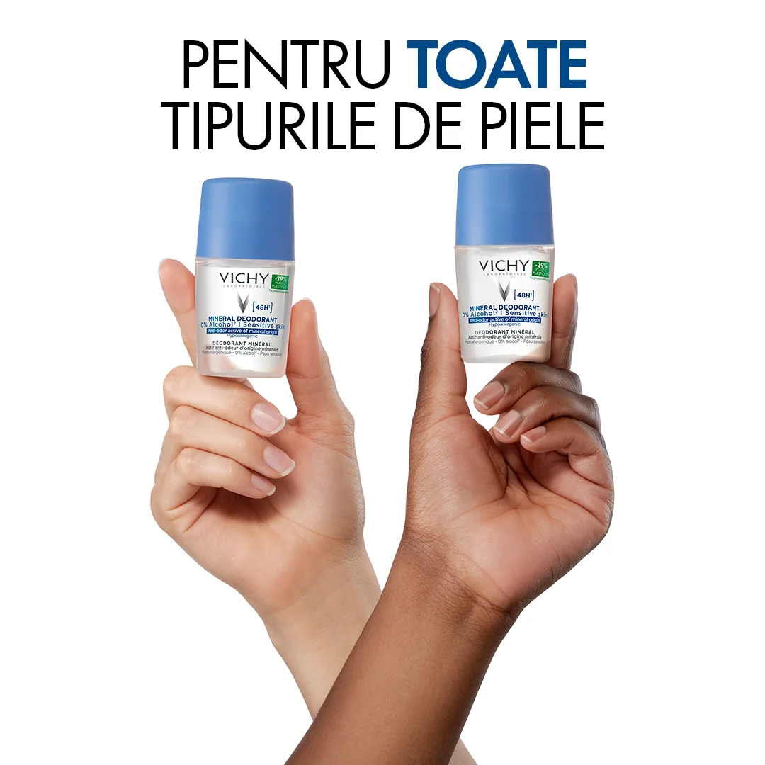 Deodorant roll-on mineral fara saruri de aluminiu 48h, 50ml, Vichy
