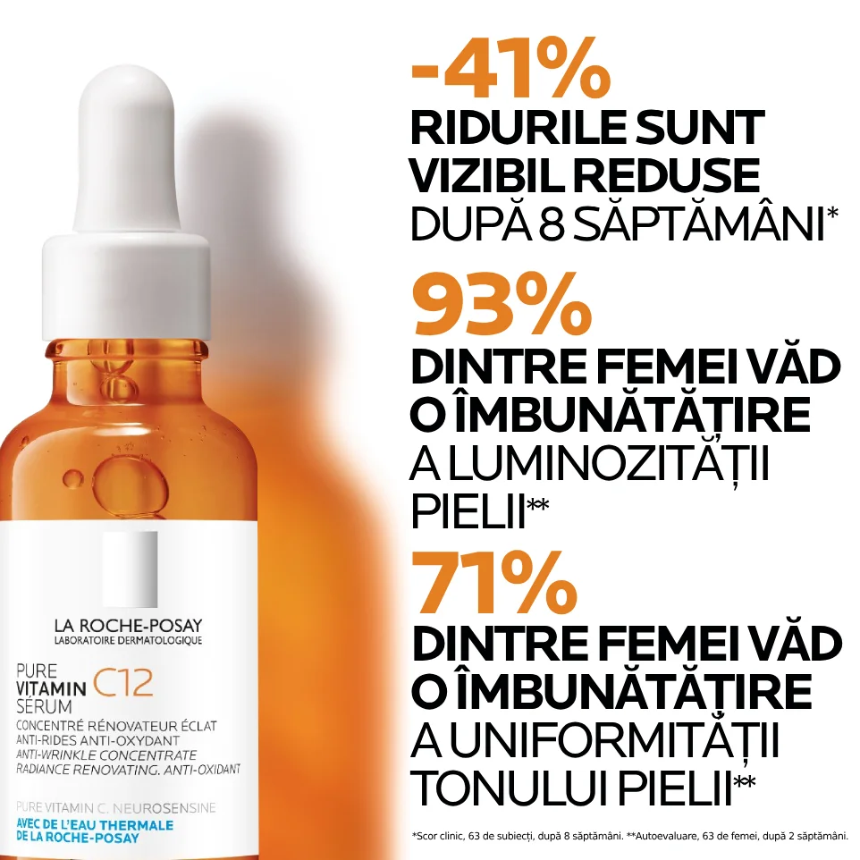 Ser cu vitamina C 12% pura cu eficacitate antirid, 30ml, La Roche-Posay