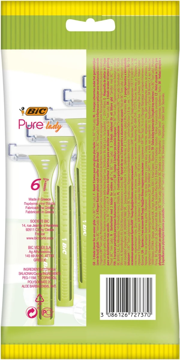 Pachet Aparat de ras Pure Lady Verde, 6 bucati, BIC