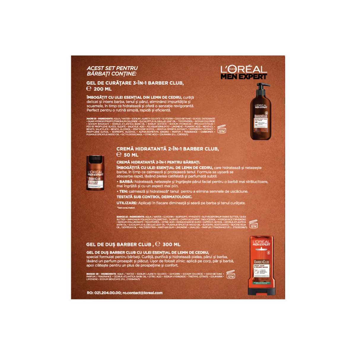Pachet Men Expert Gel de dus 400ml+Crema hidratanta 50ml + Gel de curatare 200ml, L'Oreal Paris | Dr. Max Farmacie