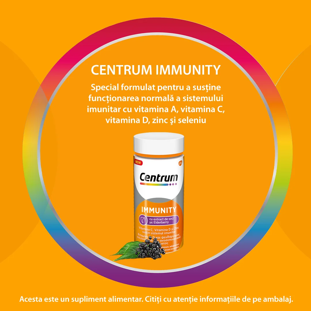 Centrum Immunity cu extract de soc, 60 capsule, Haleon