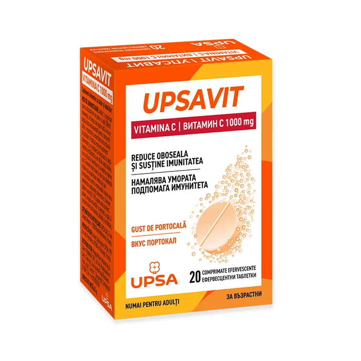Upsavit Vitamina C 1000mg, 20 comprimate efervescente, Upsa