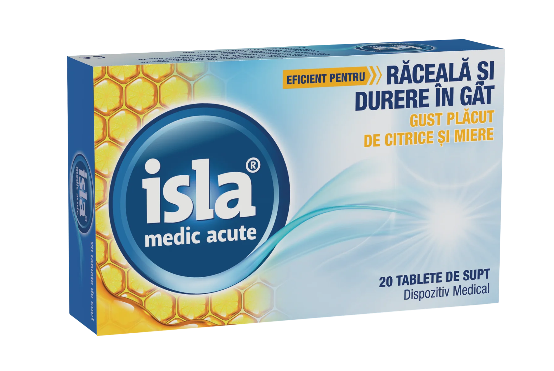 Isla Medic Acute cu gust de citrice si miere, 20 tablete de supt, Engelhard Arzneimittel