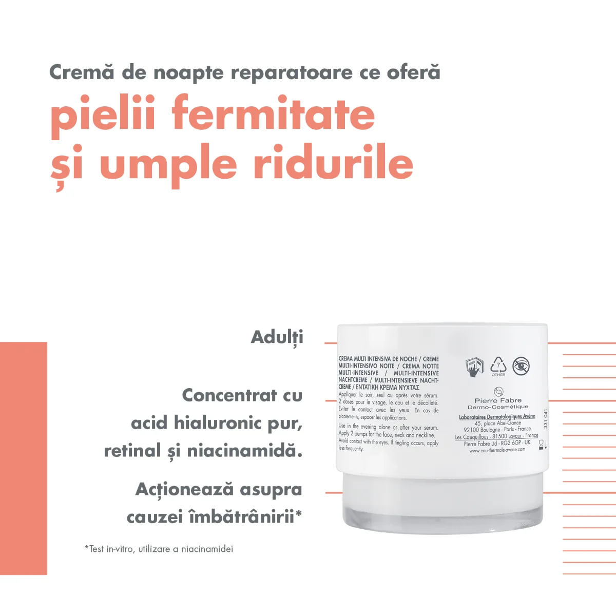 Crema de noapte multi-intensiva Hyaluron Activ B3, 40ml, Avene