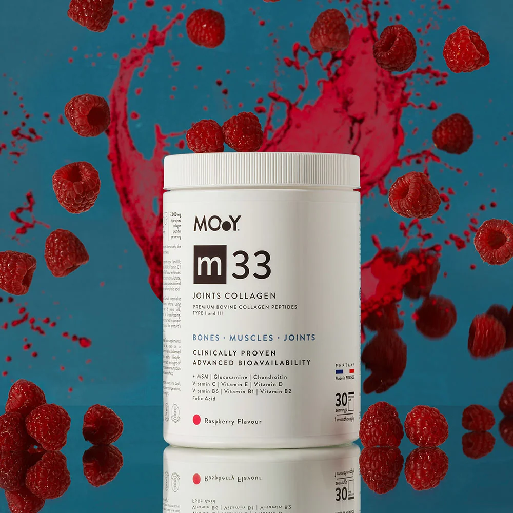 Colagen bovin pentru articulatii cu aroma de zmeura M33, 390g, Molecules of Youth 