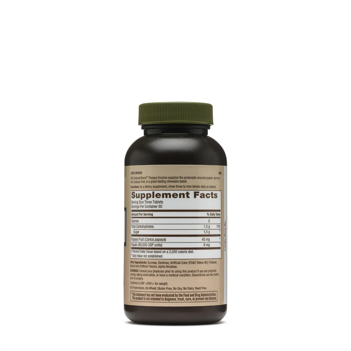 Enzime digestive din papaia, 240 tablete, GNC