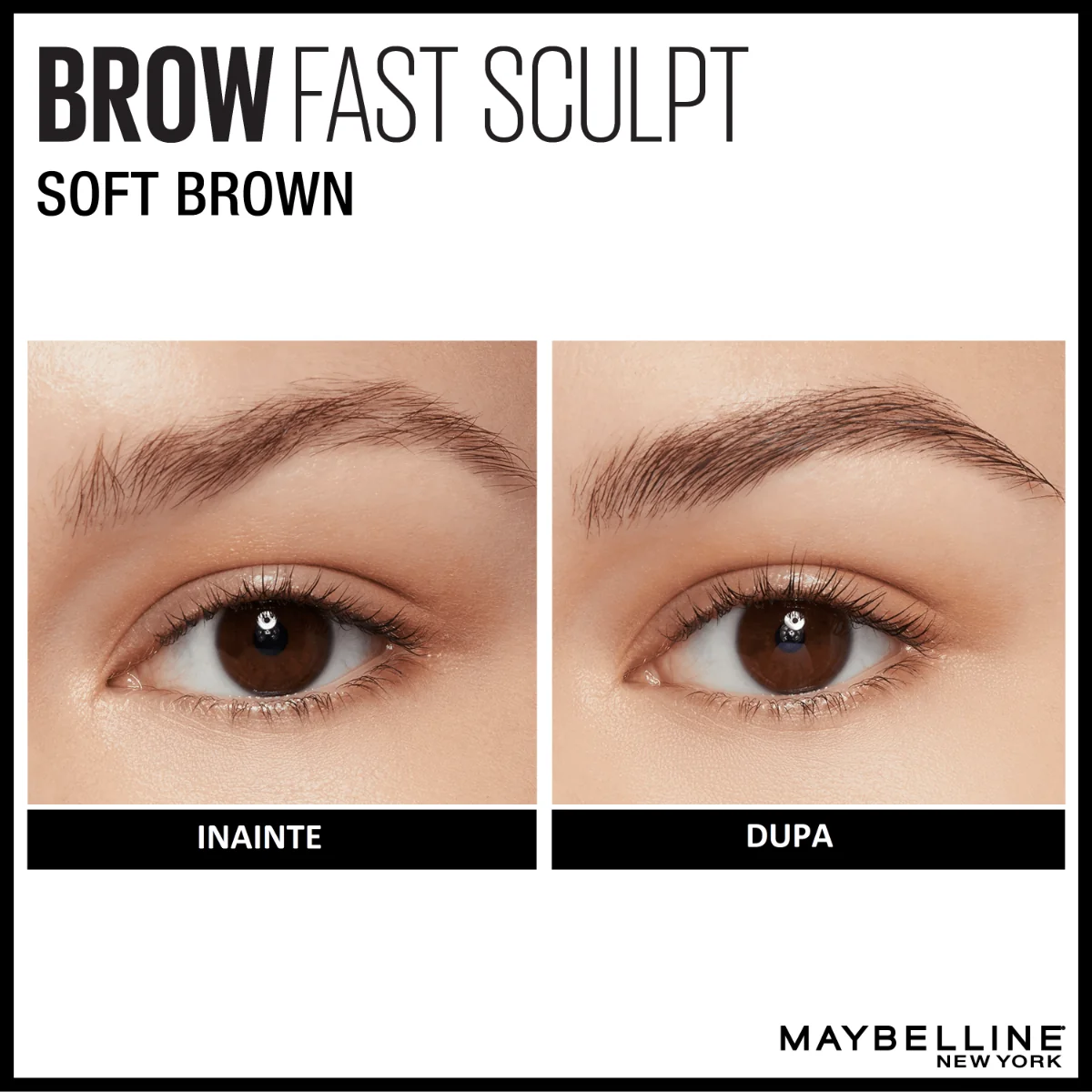 Mascara gel pentru sprancene 02 Soft Brown Brow Fast Sculpt, 2.8ml, Maybelline