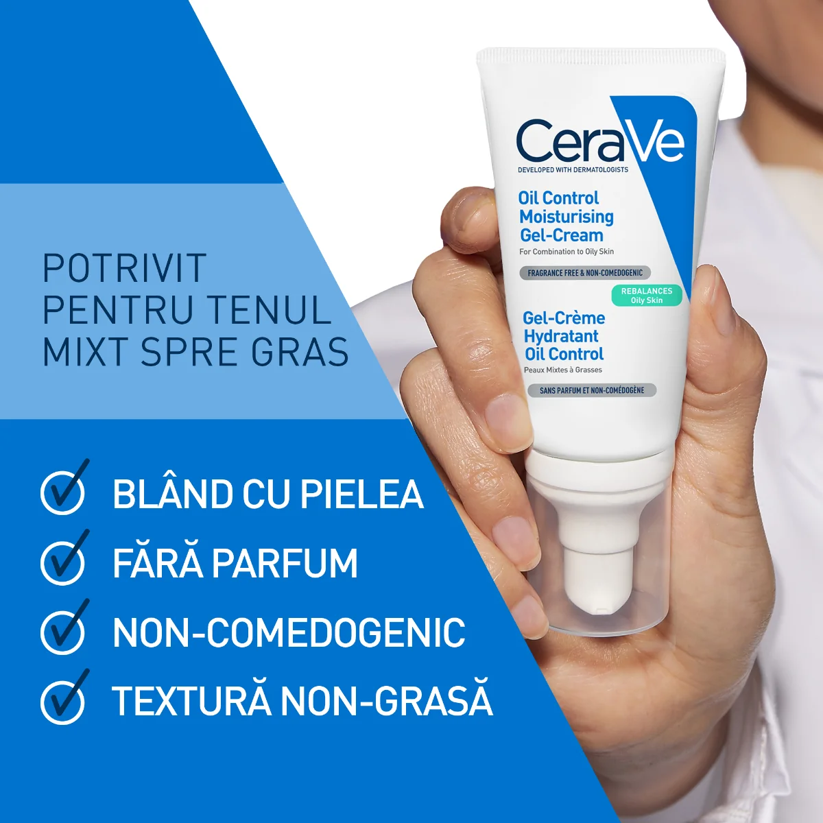 Gel-crema cu efect hidratant pentru ten mixt spre gras Oil-Control, 52ml, CeraVe