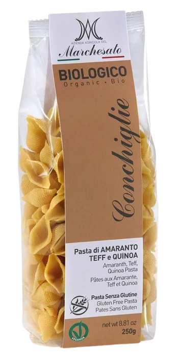Paste Conchiglie din amarant, teff si quinoa fara gluten Bio, 250g, Marchesato