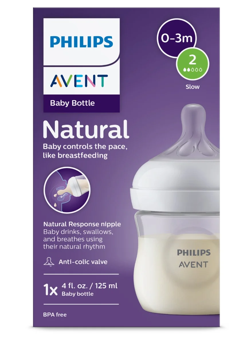 Biberon cu debit lent pentru 0 - 3 luni Natural Response SCY900/01, 125ml, Philips Avent