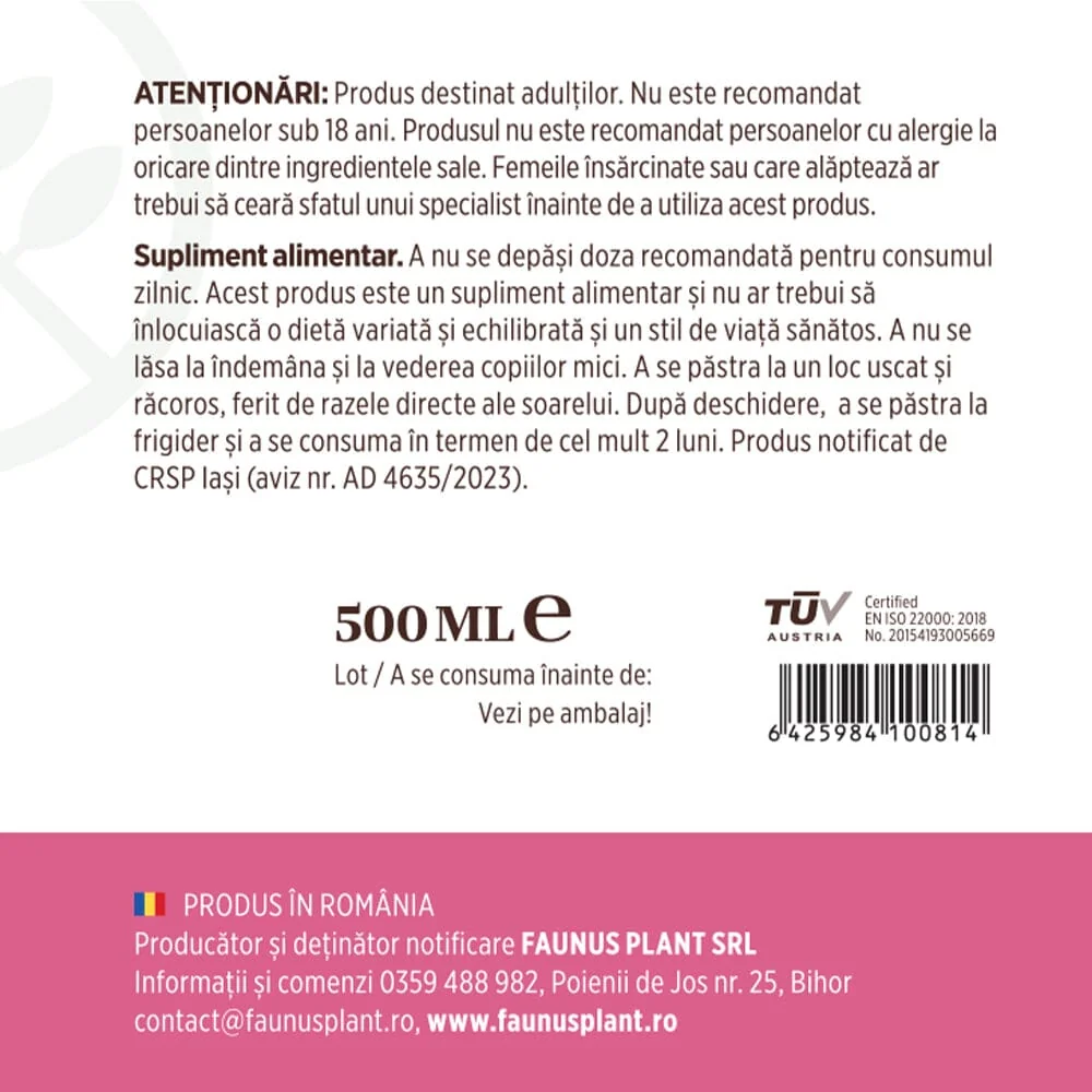 Colagen lichid pentru piele si par Colagenus Frumusete, 500ml, Faunus Plant