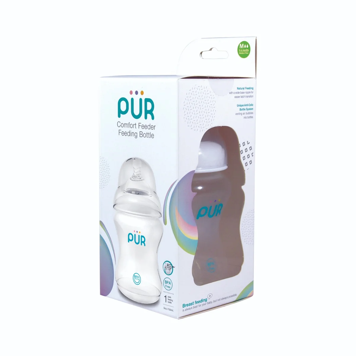 Biberon cu gura larga Comfort, 250ml, PUR