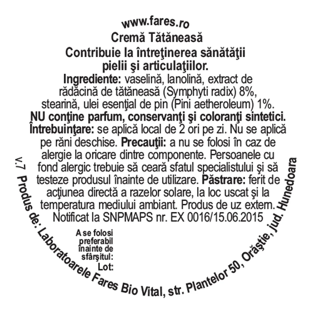 Crema de tataneasa L89, 20g, Fares
