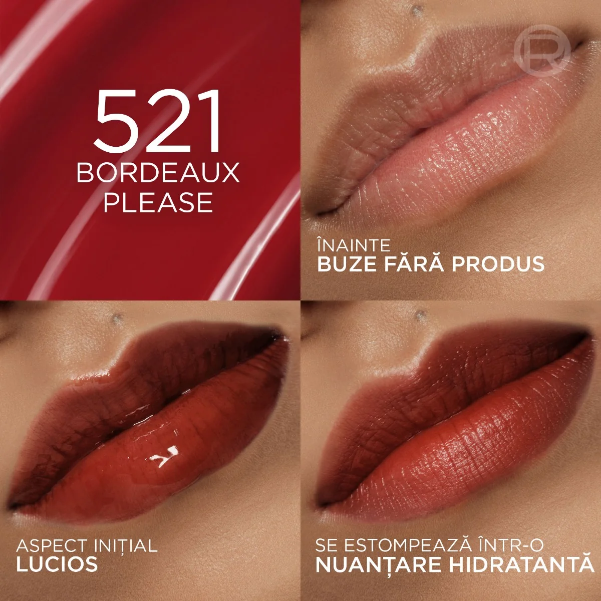 Luciu de buze hidratant Hyaluron Tint Lip Stain Serum Nr. 521 Bordeaux Please, 5ml, L'oreal Paris 