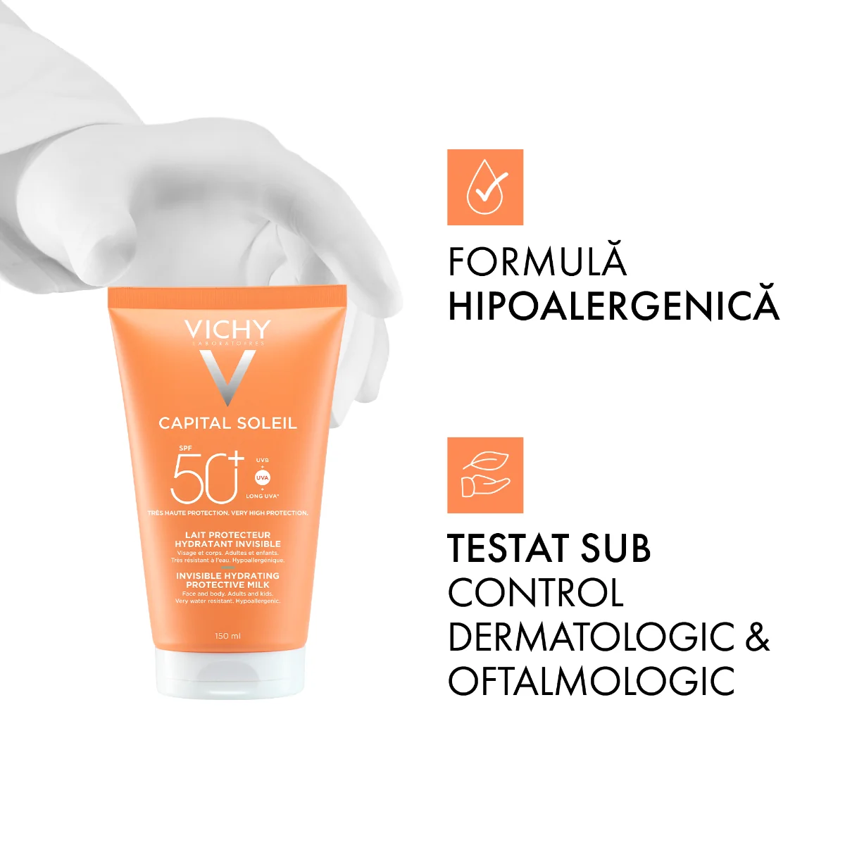 Lotiune protectoare hidratanta SPF50+ Capital Soleil, 150ml, Vichy