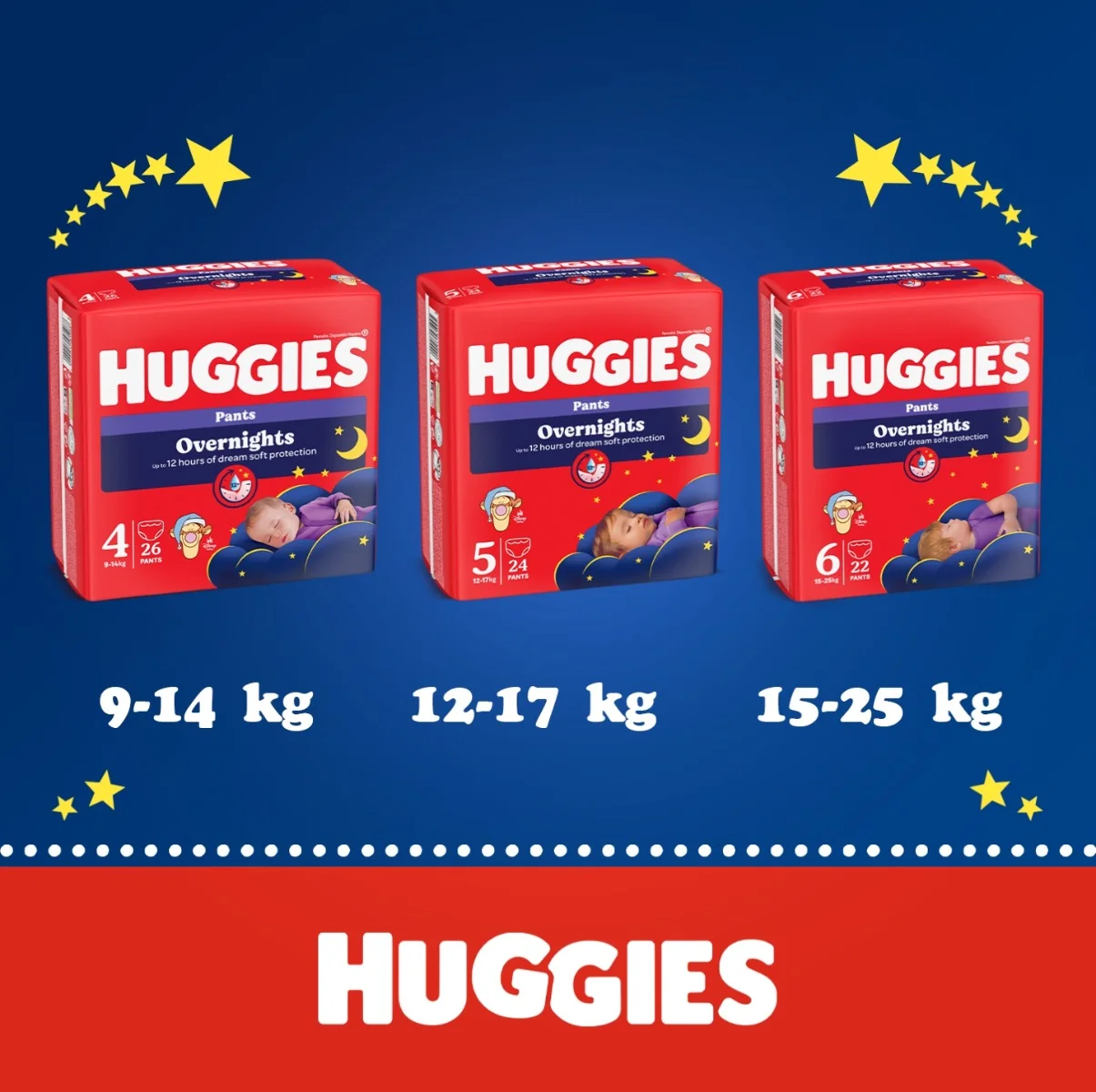 Scutece-chilotel de noapte Overnight Pants Nr. 5, 12-17kg, 24 bucati, Huggies 