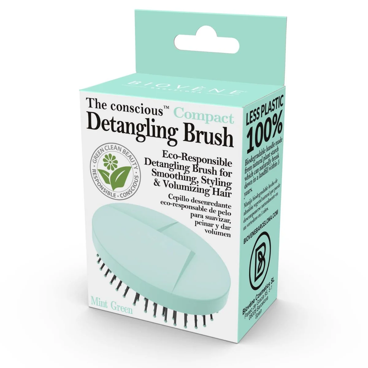 Perie compacta pentru descurcarea parului Verde-Menta, 1 bucata, The conscious