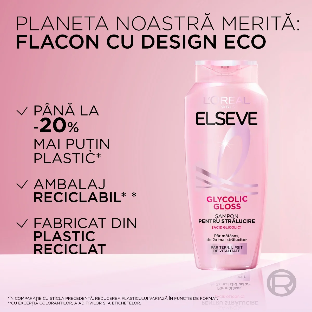 Sampon pentru stralucirea parului Glycolic Gloss, 400ml, Eleseve 