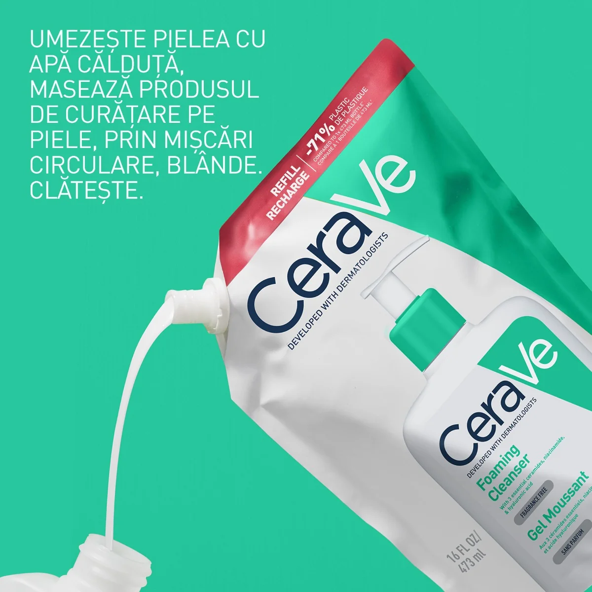 Rezerva Gel de curatare  spumant piele normal-grasa, 473ml, CeraVe