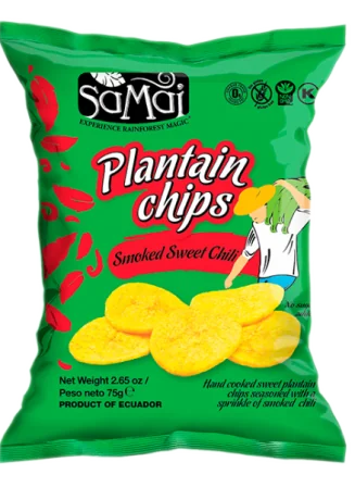 Chips de banane de gatit Sweet Smoked Chili, 75g, Samai 