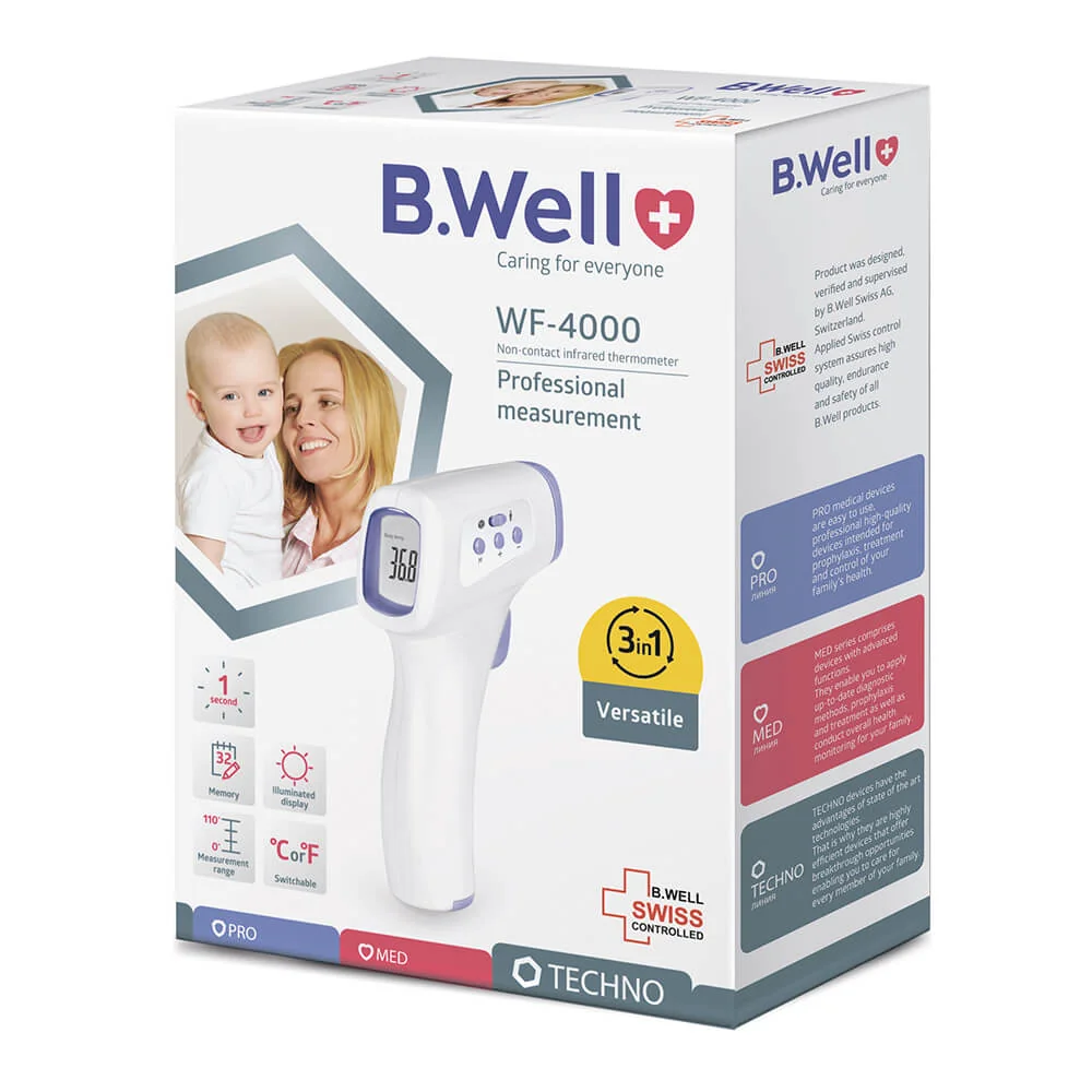 Termometru medical electronic cu infrarosu non-contact multifunctional WF-4000, 1 bucata, B.Well
