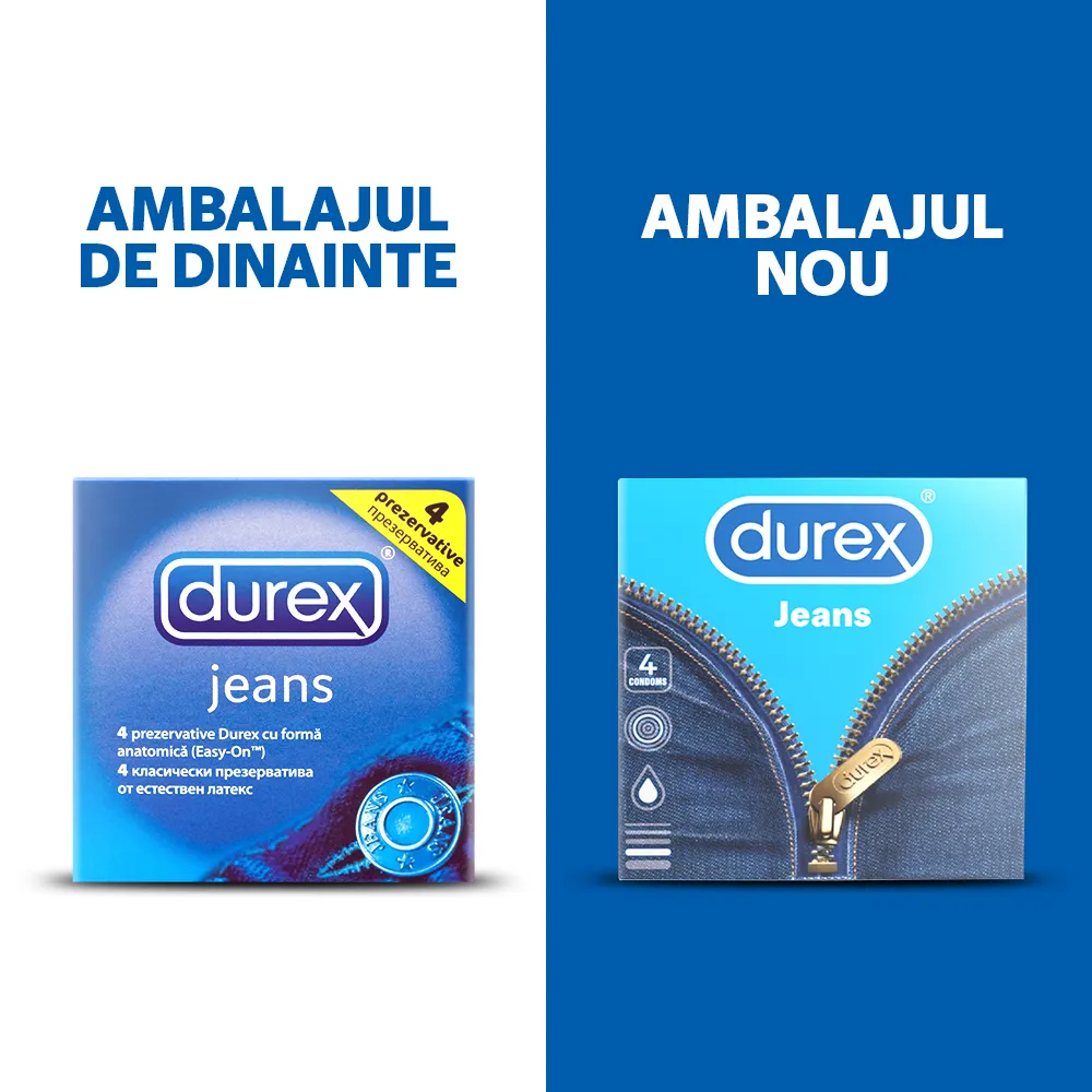 Prezervative Jeans, 4 bucati, Durex 