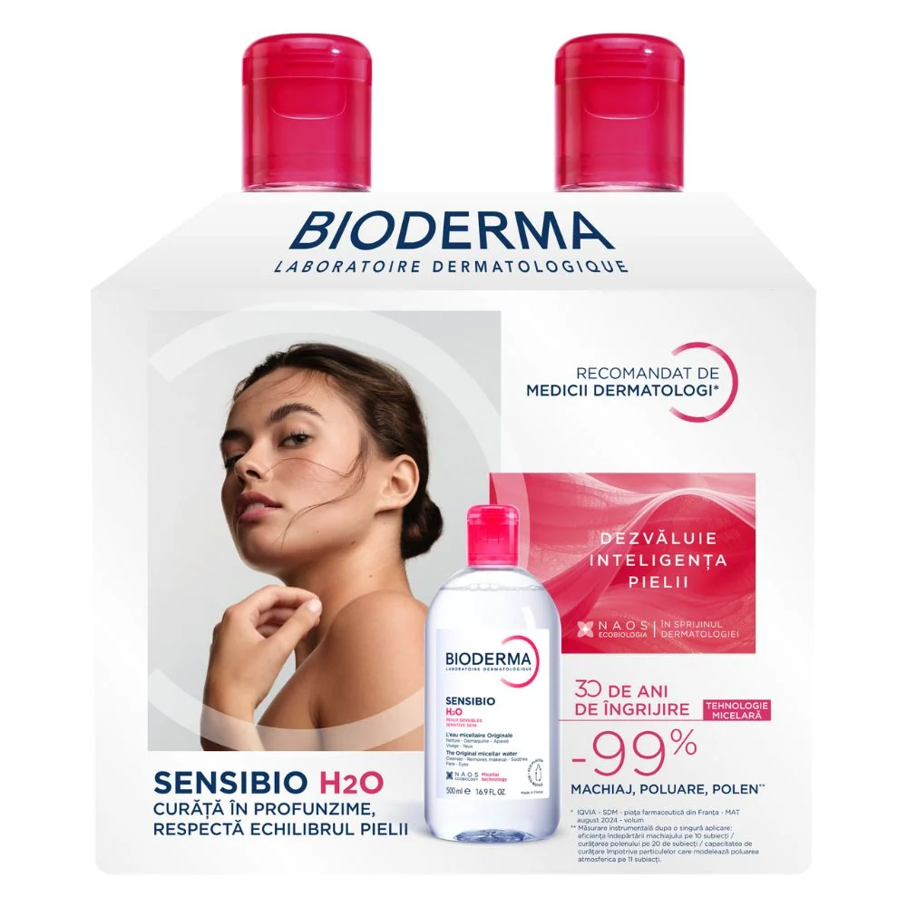 Pachet Sensibio H2O Lotiune micelara, 500ml + 250ml, Bioderma