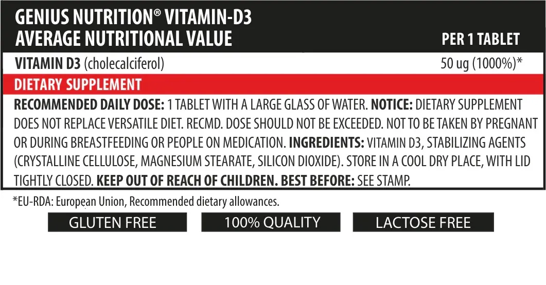 Vitamina D3, 90 tablete, Genius Nutrition 