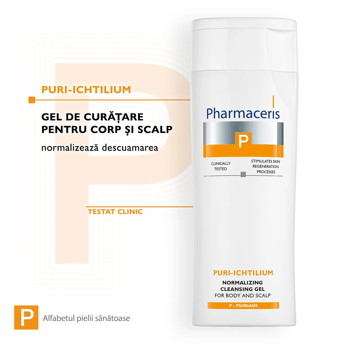 Gel de spalare pentru corp si scalp Puri-Ichtilium P, 225ml, Pharmaceris