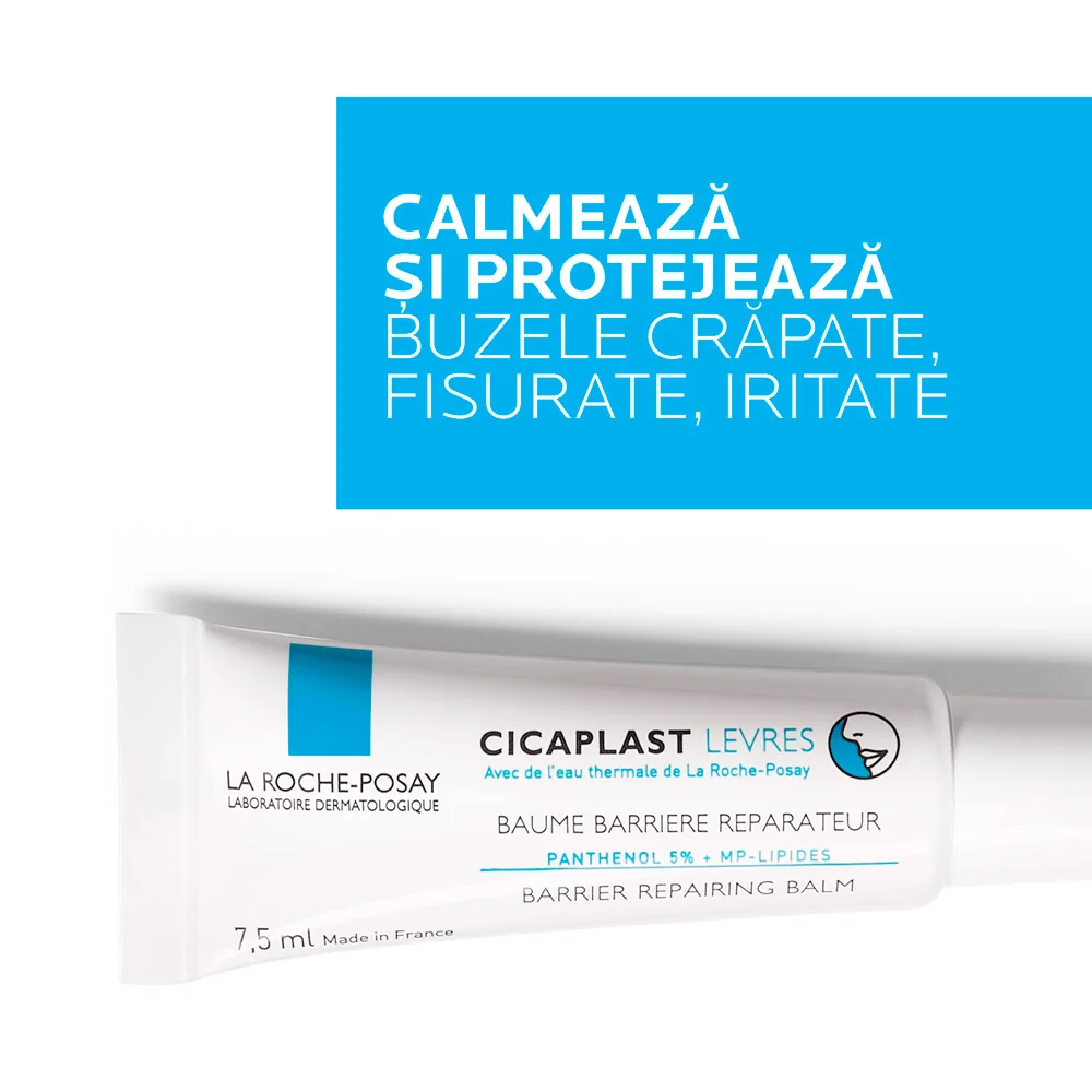 Balsam de buze reparator calmant si hidratant Cicaplast, 7.5ml, La Roche-Posay