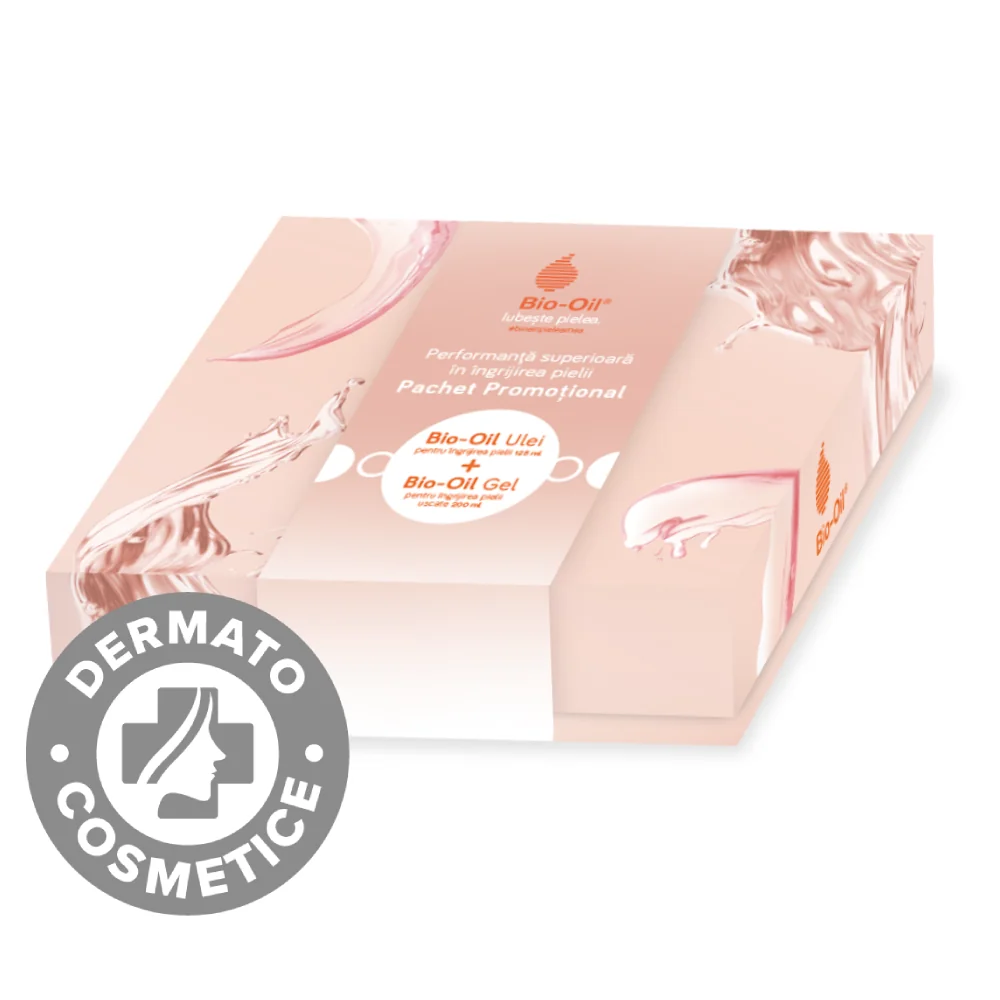 Pachet Ulei pentru ingrijirea pielii 125ml + Gel pentru ingrijirea pielii uscate 200ml, Bio-Oil