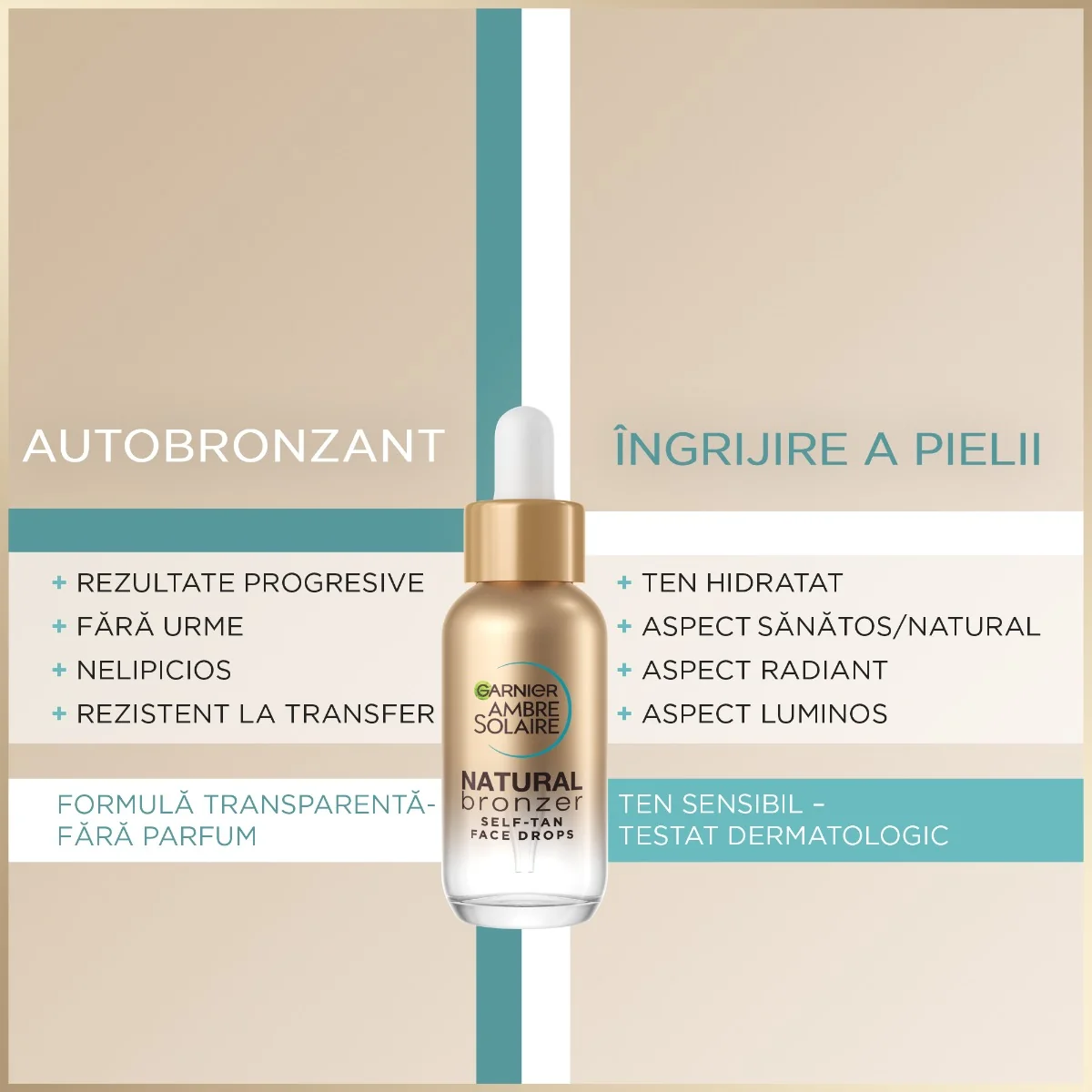 Serum de fata cu efect autobronzant Ambre Solaire, 30ml, Garnier