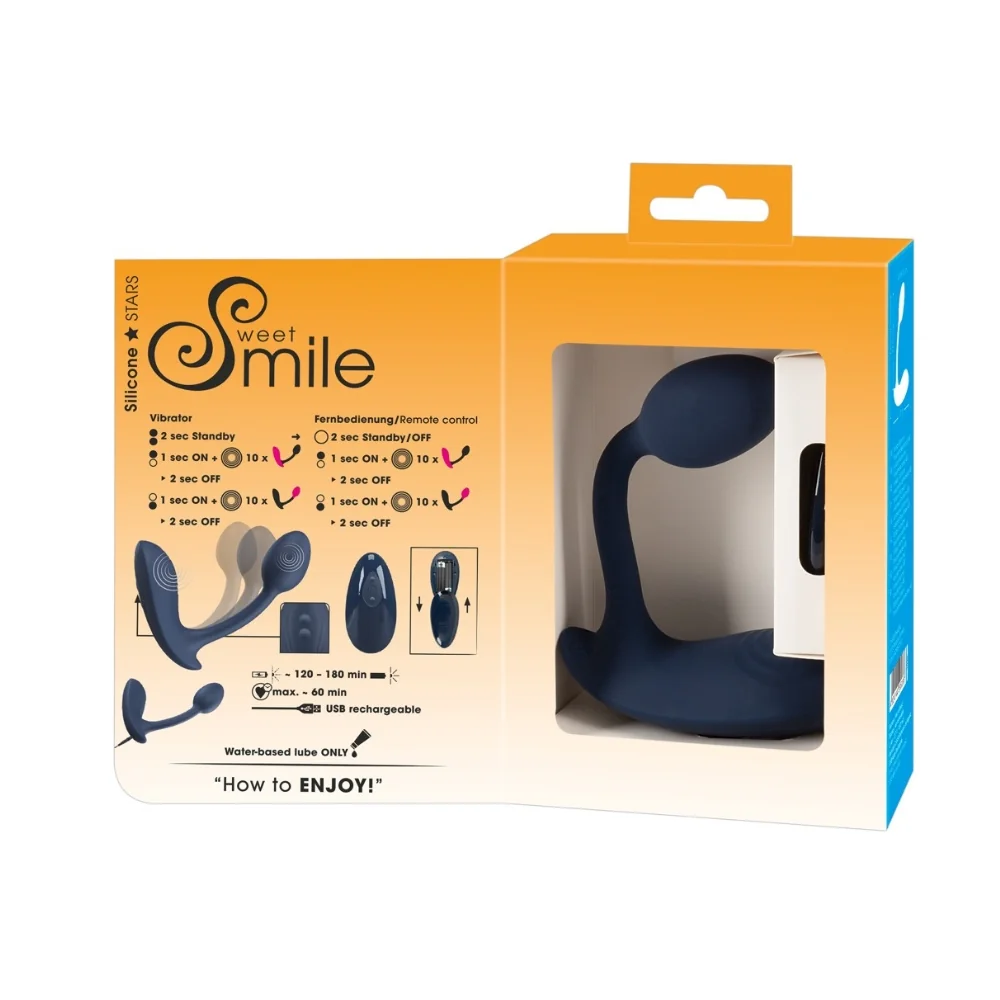 Vibrator 2in1 clitoridian si vaginal Panty Vibe negru, 1 bucata, Sweet Smile