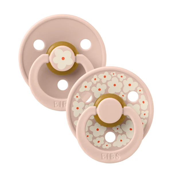 Set 2 suzete cu tetina rotunda din latex 0 luni+ Colour Studio Collection Flower Blush, 1 bucata, Bibs
