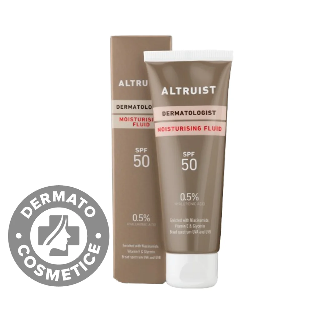 Fluid hidratant cu 0.5 acid hialuronic si filtru protector SPF 50, 50ml, Altruist